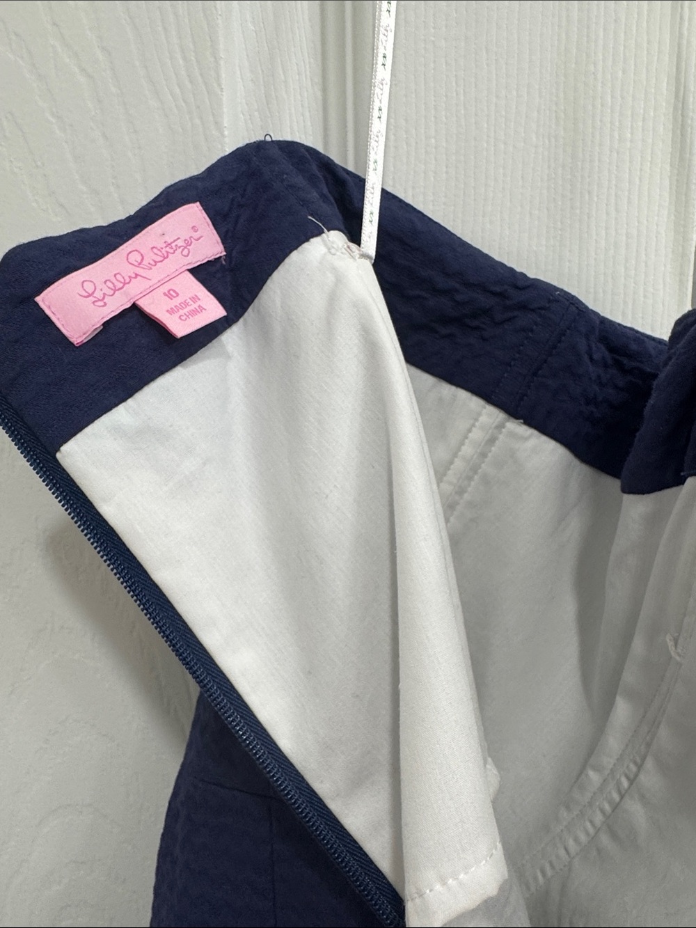 Lilly Pulitzer Strapless Navy Textured Embroidered Fit-&-Flare Dress - Picture 3 of 3